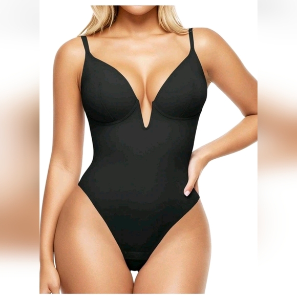Popilush Deep V Neck Thong Shapewear Bodysuit Black XL NWT - Picture 10 of 13